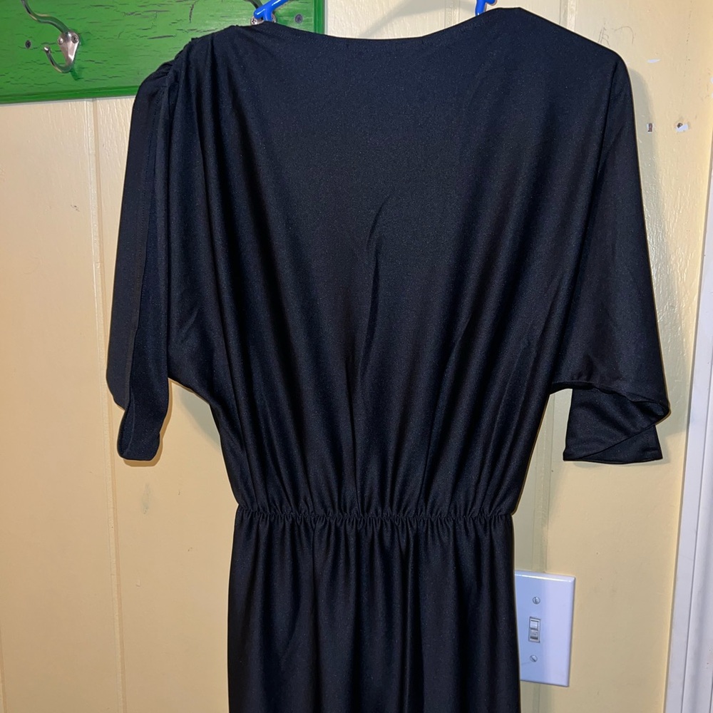 NWT Koh Koh Black Elegant V Neck Slit Short Sleeve Formal Chic Maxi Dress Size S - Picture 6 of 13